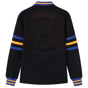 Cardigan en tricot contrasté noir, bleu et jaune pour femme, col en V, manches longues, lettres brodées, style SGR, pull pour femme - Product Image 2