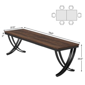 Mesa de Comedor Rectangular de Estilo Norteamericano, Moderna y de Lujo, en Metal y Madera para Uso en el Hogar, Villa o Apartamento - Product Image 3