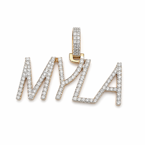 Hip Hop Custom Bling Iced Block <b>Initial</b> Letter Name <b>Pendant</b> 925 <b>Silver</b> Rhodium Plated Lab Grown Diamond Necklace Fine Charm Gift - Product Image 1