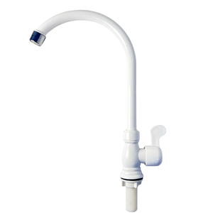 Robinet de cuisine moderne à eau froide KSOM-49T2T KSOM-49T2XX de haute qualité, avec bouton, col de cygne, montage sur plan, finition chromée, ABS - Product Image 2