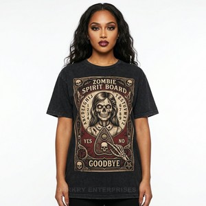 T-shirt personnalisé vintage délavé à l'acide pour hommes et femmes, motif planche spirituelle zombie, streetwear, t-shirt en coton oversize, fabricant en gros - Product Image 1