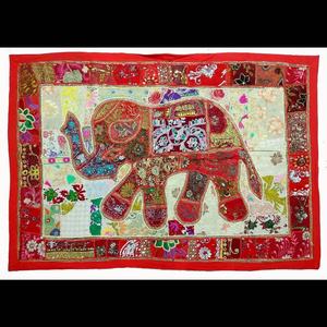 Tapisserie murale indienne tribale style bohème hippie, motif éléphant perlé classique, patchwork, vente en gros - Product Image 1