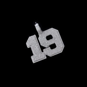 Collier pendentif numéro serti de micro-pavés de moissanite, bijou personnalisé, cadeau - Product Image 2