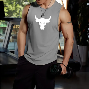 Camiseta sin mangas de punto sólido con diseño de cabeza de toro para hombre, de secado rápido, transpirable, para correr y entrenar, nueva colección de verano 2026 - Product Image 4