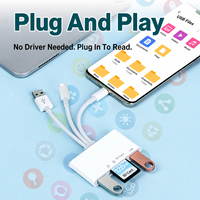 Lecteur de carte mémoire USB C SD TF Adaptateur OTG 5 en 1 avec double port pour clavier filaire, souris, tablette, documents de bureau
