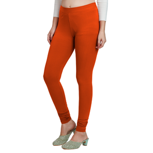 Leggings en coton orange pour femmes, taille haute, extensibles, coupe ajustée, confortables, pour un usage quotidien décontracté - Product Image 2