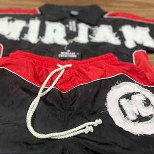 Conjunto de Dos Piezas Personalizado, Chaqueta Cortavientos de Nailon Sublimado, Estilo Urbano Vintage, Chaqueta Cortavientos con Cierre y Pantalones Cortos de Poliéster - Product Image 1