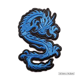 Patch brodé écologique Blue Dragon à coudre sur tissu en toile, forme irrégulière, applique décorative pour vêtements MAKRAH SPORTS - Product Image 2