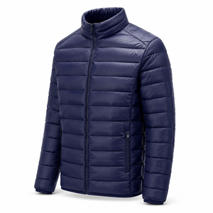 Custom Mens Quilted Puffer <b>Jacket</b> Stand Collar Full Zip Warm Padded Winter Coat Custom Logo Private Label Wholesale Manufacturer - Product Image 2