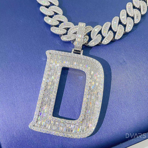 Collar Personalizado de Moissanita Estilo Hip Hop con Letras, Nombres y Números, Chapado en Oro de 18k sobre Plata 925, con Incrustaciones de Diamantes, para Hombre - Product Image 5