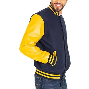 2025 Vintage Sport Style Women's Custom Plus Size Leather Sleeve Jacket Long Breathable Custom Knitted for <b>Men</b> for Winter - Product Image 5