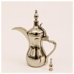 Cafetera tradicional árabe Dallah de acero inoxidable, de lujo, color plateado, para preparar Gahwa, con pico largo y mango curvo, para el hogar y hoteles. - Product Image 3