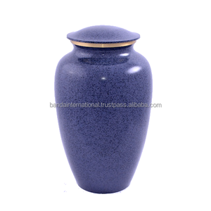 Urne funéraire adulte en laiton classique et de haute qualité avec urne funéraire finie en marbre bleu pour cendres humaines - Product Image 1