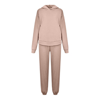 Ensemble de survêtement d'hiver pour femmes, jeunes et seniors, en coton tricoté uni, à capuche, longueur intégrale, respirant et écologique