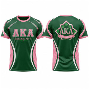 T-shirt Confortable Rose et Vert à Manches Courtes pour Homme, Col Rond Décontracté avec Motif Imprimé Lettres Grecques - Product Image 4