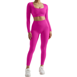 Conjunto de Yoga sin Mangas con Espalda Abierta, Diseño OEM, Leggings Moldeadores, Spandex/Nylon Elástico, Cintura Alta, para Entrenamiento, para Mujer - Product Image 1