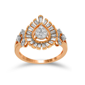 Anillo de Compromiso con Diamante Cultivado en Laboratorio, Corte Baguette, Oro Rosa, Diseño de Gota Seductora, para Regalo de Boda y Aniversario - Product Image 1
