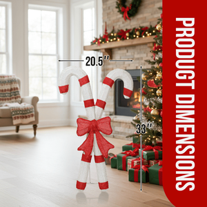 Pre-Lit 2D Holiday Decorations Lighted Candy Cane Red Bowknot Christmas Lights with 100 Warm White LED for Outdoor Xmas Decor - Product Image 5