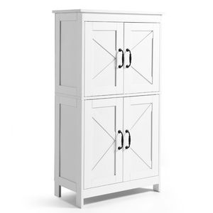 Mueble de Baño Moderno de 4 Niveles, Organizador de Almacenamiento de Madera con 4 Puertas y Estante Ajustable, Decoración para el Hogar - Product Image 1