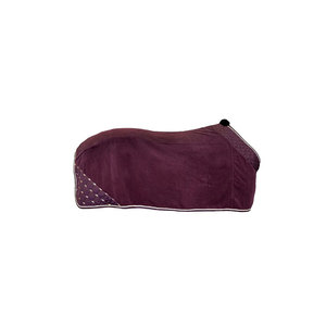 Couverture pour cheval en microfibre violette avec bords matelassés et bordure blanche - Product Image 1