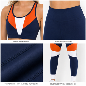 High Waist Yoga Set Women Patchwork Fitness Clothing Sports Bra Gym Leggings 2 Piece Workout Set Athletic Activewear Wholesale - Product Image 4