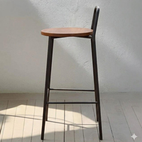 Tabouret de bar industriel moderne en métal durable avec assise ronde en bois pour bar à domicile, salon, salle à manger extérieure