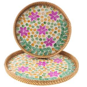 Premium Quality Handcrafted Work Mother Of Pearl Rattan <b>Storage</b> <b>Tray</b> in high demand Best style and Unique Design - Product Image 4
