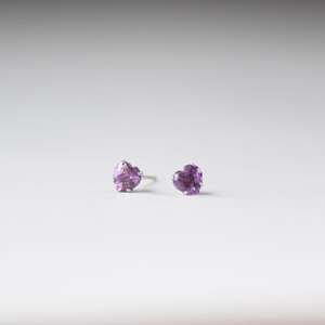 Pendientes de Plata de Ley con Amatista en Forma de Corazón, Joyería de Piedra de Nacimiento de Febrero, Regalo de Navidad o Cumpleaños - Product Image 3