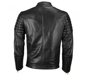 Luxury <b>Men's</b> Genuine <b>Leather</b> Cafe Racer <b>Jacket</b> Modern Slim Fit Full Grain <b>Leather</b> Fashion Outerwear Wholesale Custom - Product Image 2