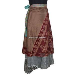 Faldas Vintage para Mujer, Estilo Boho, Falda Mágica de Seda de 38 Pulgadas, Pareo Sarong de 2 Capas Reversible, Falda Larga Envolvente de Seda Mágica, Estilo Gitano Hippie - Product Image 4