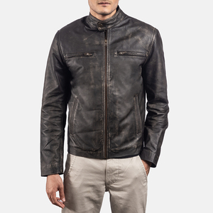 เสื้อแจ็คเก็ตหนังกันน้ำคอกลมสไตล์ซาฟารีสำหรับผู้ชาย แบรนด์ AMERICAN TRENCH CLOTHING รุ่นใหม่ล่าสุด สีดำ แฟชั่นฮิปฮอปเท่ๆ ตกแต่งหมุดโลหะ - Product Image 6