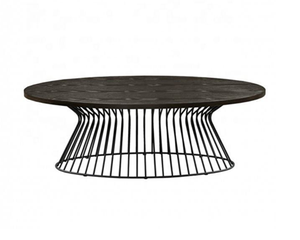 Mesa de Centro Decorativa para el Hogar con Estructura de Hierro Metálico con Acabado en Cobre y Tapa de Madera de Nogal - Product Image 6