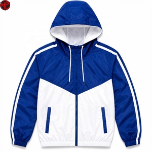 Conjunto Deportivo para Hombre, Chaqueta con Capucha Azul y Blanca con Cierre y Pantalones Cortos, Diseño Color Block, Transpirable, Cortavientos - Product Image 4