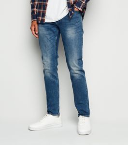 Vaqueros de mezclilla elásticos ajustados azules personalizados para hombre, con cremallera, botones, corte recto, tiro medio, oscuros, tallas grandes, estilo casual de invierno - Product Image 3