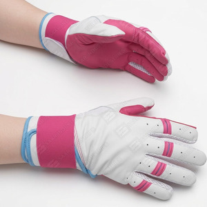 Guantes de Bateo de Béisbol de Cuero Premium Rosa y Blanco para Jugadores Adultos con Agarre Profesional y Ajuste Flexible - Product Image 5