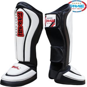 Protège-tibias FARABI SPORTS MMA Kickboxing avec doublure renforcée en gel, en cuir PU, fermeture réglable, protection sportive pour adultes - Product Image 3