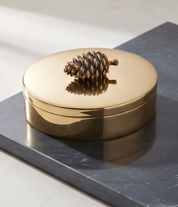 OEM Gold Finish Smooth Round Metal Date And Dry Fruit Storage Box Pinecone Handle Jar - Product Image 4