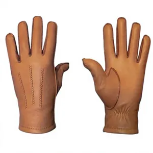 Gants de conduite en cuir marron camel unisexe, gants de moto coupe-vent à doigts entiers, toutes saisons - Product Image 4