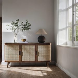 Modern Large 3 Door Wooden Sideboard <b>Cabinet</b> with Ample <b>Storage</b> Solid Wood Buffet for <b>Dining</b> <b>Room</b> Living <b>Room</b> Home Furniture - Product Image 5