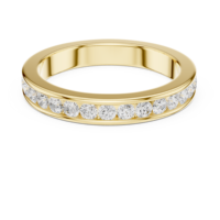 Bague éternité classique en or jaune 18 carats avec diamants ronds brillants cultivés en laboratoire sertis en canal