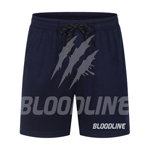 BLOODLINE Men's Quick Dry Sport <b>Shorts</b> Mid Elastic Waist Front Logo Zipper Pockets Bermuda Length <b>Camouflage</b> Pattern Casual PU - Product Image 5