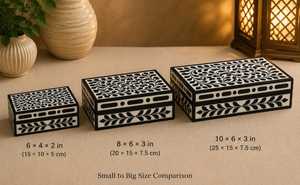 กล่องใส่เครื่องประดับฝังกระดูกสัตว์ Norelle Artisan งานฝีมือระดับพรีเมียม กล่องเก็บของไม้ทำมือพร้อมลวดลายโมเสคสีเดียวแบบโดดเด่น - Product Image 2