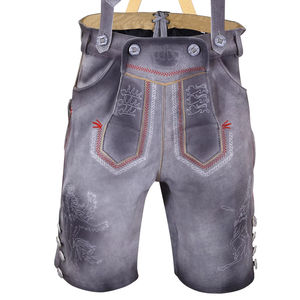 Lederhosen pour hommes, brodés, taille mi-haute, en daim, style bavarois, pour l'Oktoberfest - Product Image 1