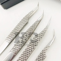 Pinzas plateadas de nuevo estilo para extensión de pestañas, pinzas para extensión de pestañas, agarre de diamante, pinzas para pestañas con logotipo sostenible de visón