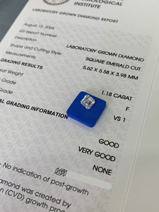 Diamant blanc de laboratoire taille Asscher 1,18 ct, certifié IGI, clarté VVS, en vrac, provenant du laboratoire CVD - Vente en gros - Product Image 2