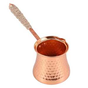 Cafetera Turca de Cobre Pulido, Cezve Ibrik de Cobre Sólido Liso, Calentador de Leche para Estufa con Mango de Madera Ligero - Product Image 3