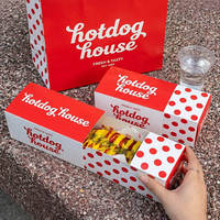 Cajas Premium Personalizadas para Llevar Hot Dogs Rojas y Blancas con Asa y Fundas Individuales para Empaque Gourmet