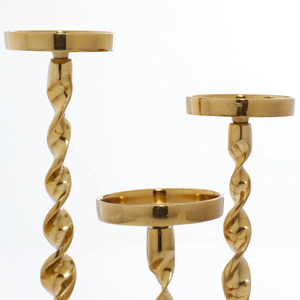 Luxury Twisted Spiral Gold Candle Holder Set Elegant Set of 3 <b>Tall</b> Metal <b>Candlesticks</b> for Wedding Centerpiece & Event Decor - Product Image 2