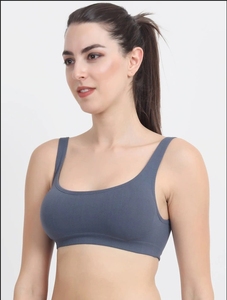 Soutien-gorge de sport gris sans couture pour femme avec rembourrage de soutien pour le yoga, la gym, l'entraînement et les activités sportives - Product Image 5