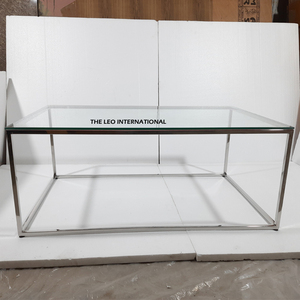 Mesa de Centro de Vidrio de Lujo Nórdico, Moderna y Sencilla, con Base de Metal Plateado, Muebles para Sala de Estar, Cocina y Hogar - Product Image 1